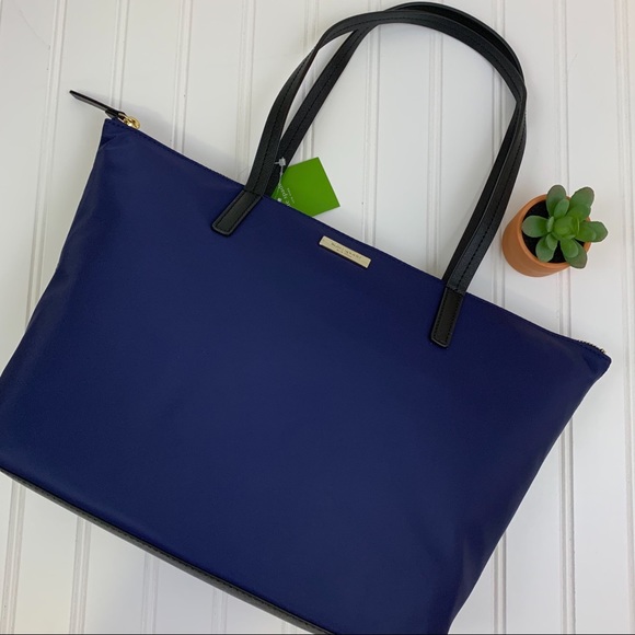 New kate spade navy nylon zipper tote - Picture 2 of 4